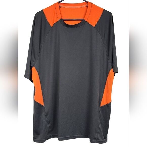 Reebok Men's XL Workout Jersey Short-Sleeve Tee Gray Orange Athletic Gym Shirts - Picture 1 of 11